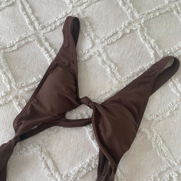 NEW MATTE Collection Monokini One Piece Swimsuit Cut-Out Brown Large - Picture 4 of 6
